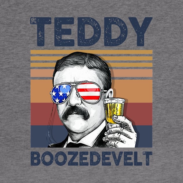 Teddy Boozedevelt US Drinking 4th Of July Vintage Shirt Independence Day American T-Shirt by Krysta Clothing